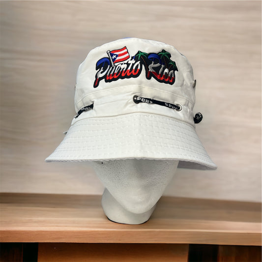 Gorra tipo Pescador de color Blanco - Puerto Rico