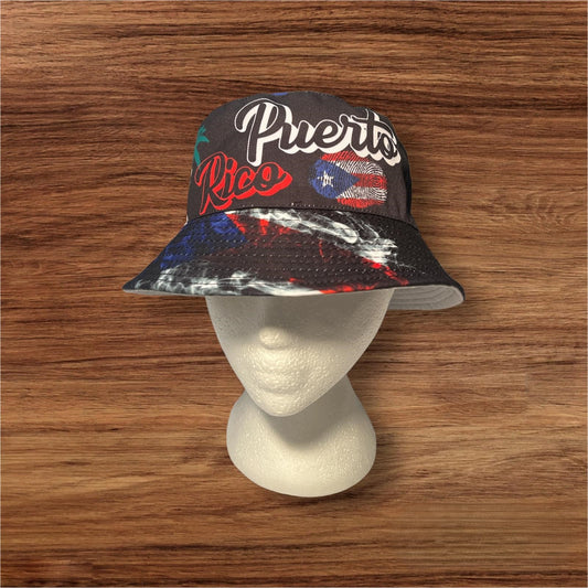 Gorra tipo Pescador con Diseño de color Negro - Puerto Rico